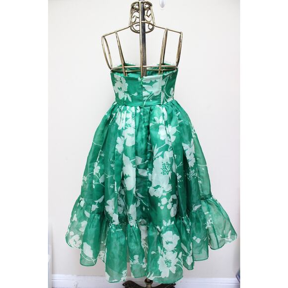 Selkie Green Summer Fields Tea Party Floral Strapless Sweetheart Dress Small - Picture 6 of 7